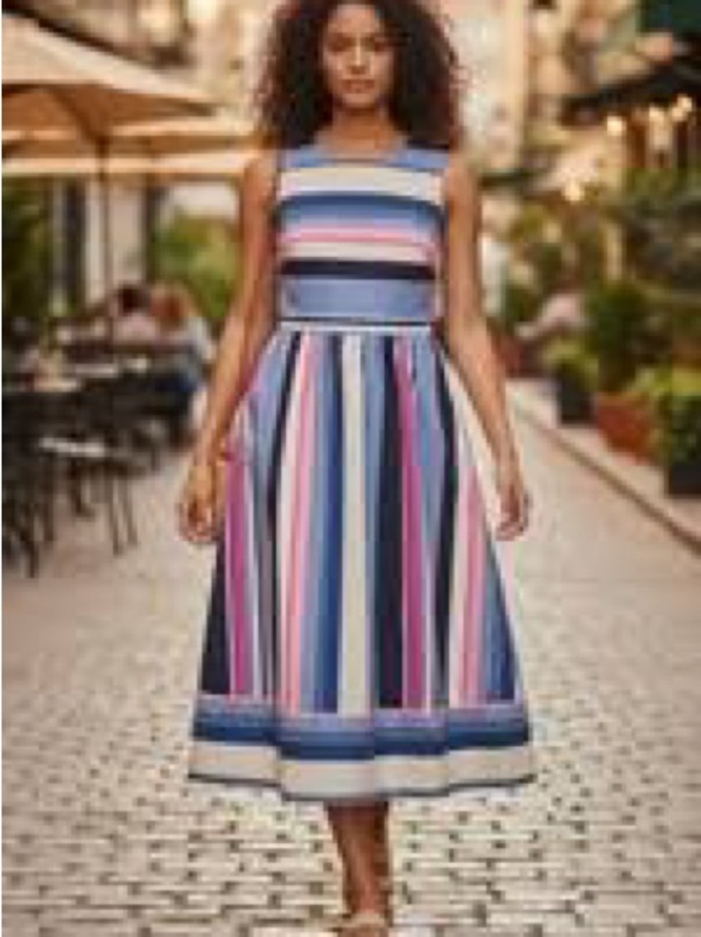 kate spade Blue Multi-Stripe Sleeveless A-Line Dress